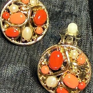Carolee Gold and Red Earrings